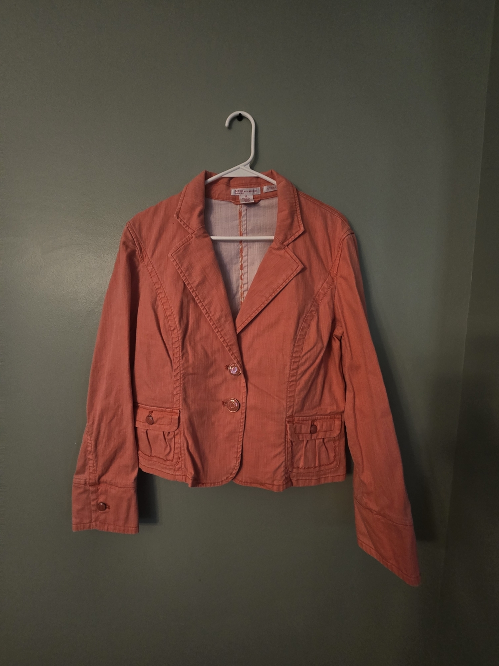 Nine & Co. Coral-Orange Tailored Cotton Blend Blazer